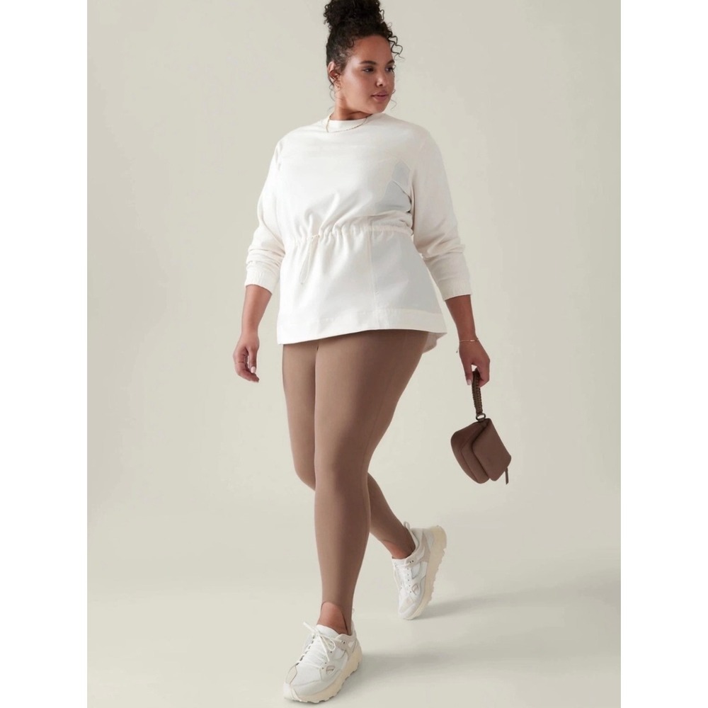 Athleta Triumph Hybrid Crewneck Sweatshirt Athleisure White 2X Adjustable Waist
